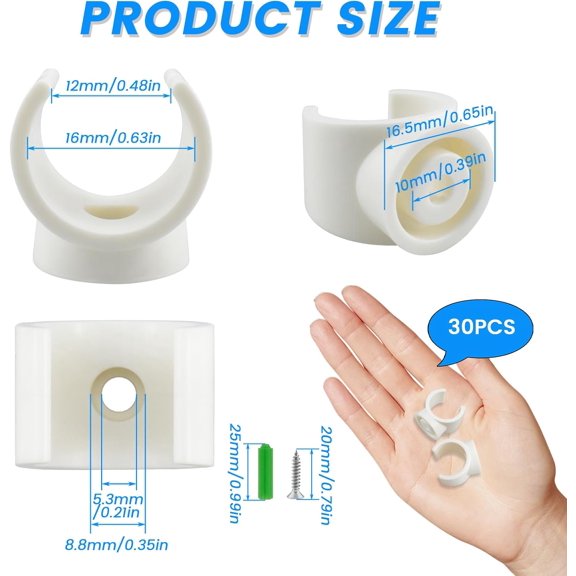 50Pcs PVC Pipe Straps, 32mm(1-1/4") Plastic Conduit Strap 2 Holes PVC Pipe Mounting Bracket for PVC Pipe Conduit and Cables, White