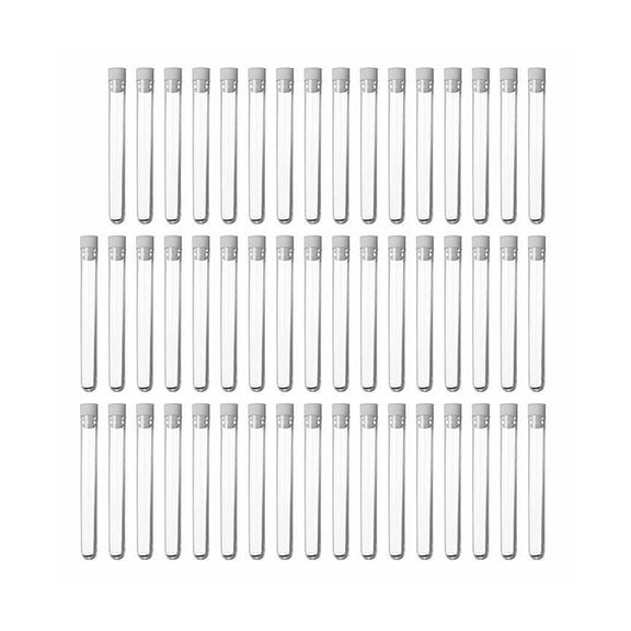 50 Pieces Clear Plastic Tests Tubes Set 12x100mm Perfect For Liquid Storage And Lab Applications With Included Stoppers