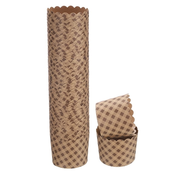 50Pcs Paper Baking Cups 6oz Brown Kraft Paper Muffins Liners Cupcake Bulk Wrappers Plaid