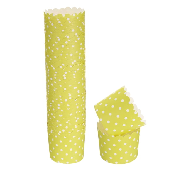 50Pcs Paper Baking Cups 6oz Bulk Cupcake Muffins Liners Cases Wrappers Dot Dark Yellow