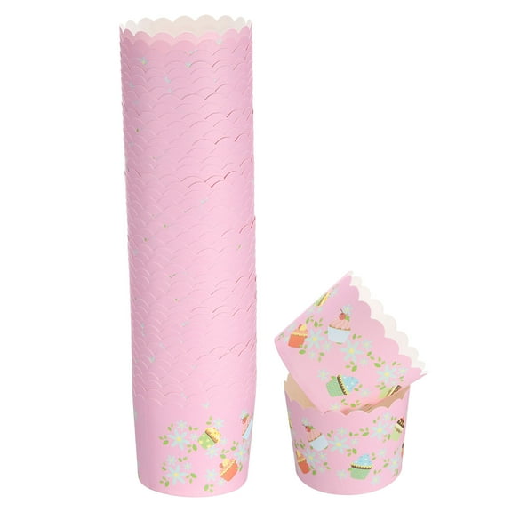 50Pcs Paper Baking Cups 6oz Bulk Cupcake Muffins Liners Cases Wrappers Flower Cake Pattern