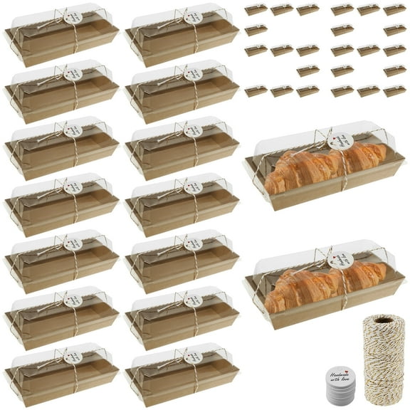 50Pcs Paper Dessert Boxes Set with Clear Lids Oil Proof Charcuterie Boxes Leak Proof Cake Storage Box for Sandwiches Cakes Pastries