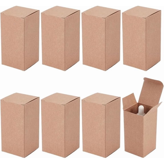 50Pcs Paper Gift Box 2x2x4Inch Kraft Paperboard Gift Box Rectangular Cardboard Boxes for Birthday Favor Party Favor and Valentine's Day Favor Packaging Brown