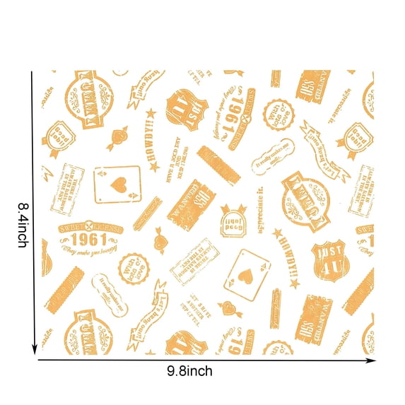 50Pcs Parchment Paper Sheets for Baking, Stamp Wax Food Picnic Paper, Greaseproof Deli Paper, Waterproof Dry Hamburger Paper Liners Wrapping Tissue for Plastic Food Basket (9.8 * 8.6 inch)