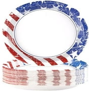 50Pcs Patriotic Oval Paper Plates 10"x12" Large Heavy Duty Thank You Veterans Day Plates American Flag Patriotic Platters for Independence & Election Day 4th of July Independence Party Decorations