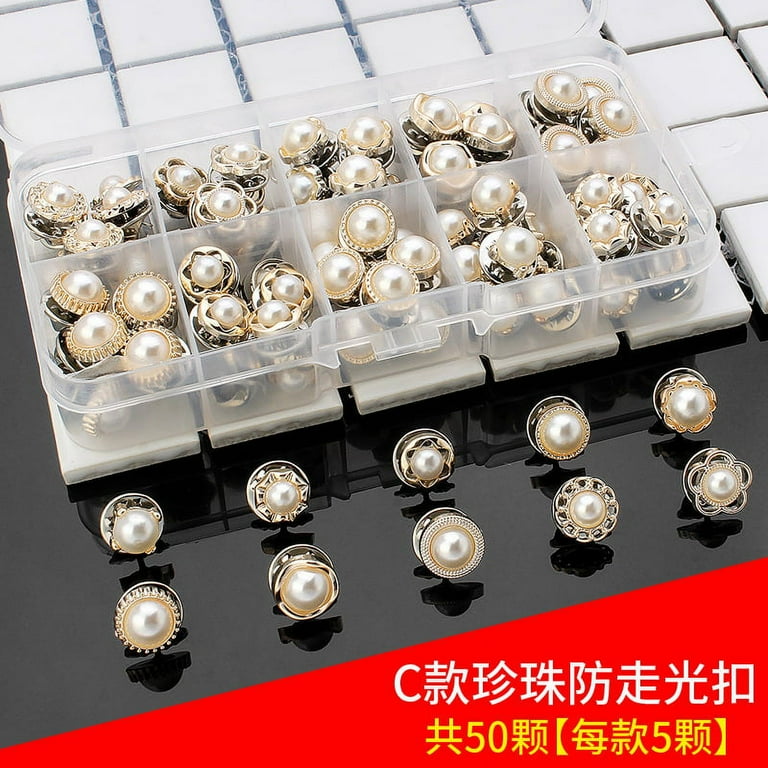 50Pcs Pearl Brooch Pins Replacement No Sewing Pin Safety Buttons