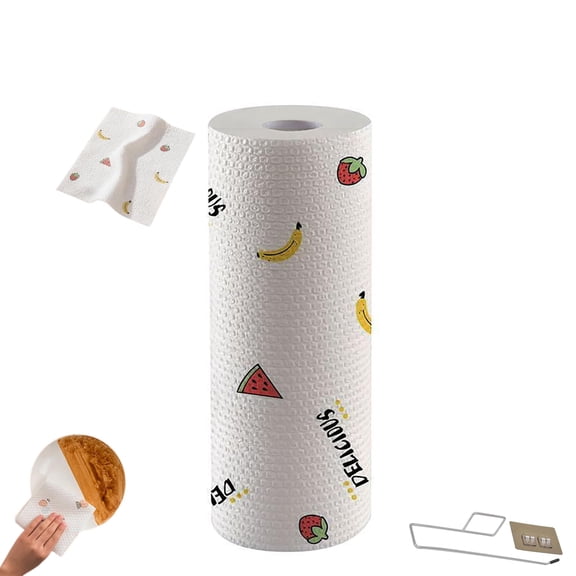 50Pcs Per Roll Reusable Cleaning Lazy Rags, Microfiber Cleaning Cloth Roll, Super Absorbent Cleaning Rags, Washable Disposable Kitchen Paper Wet and Dry Towels, Paper Towels Tear Away Cloth