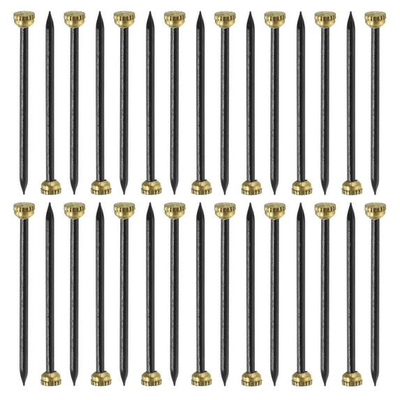 50Pcs Picture Hanging Nails, 1.8 x 35mm Iron Decorative Hangers Reusable Hardware Tool for Hanging Pictures Mirrors, Gold & Black