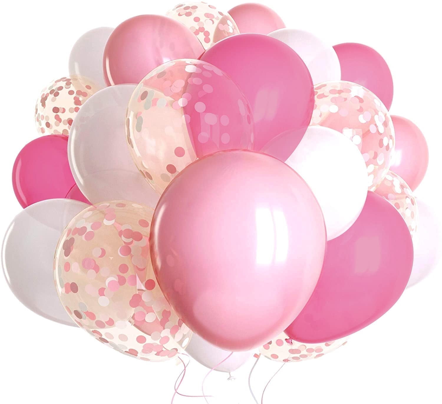 50Pcs Pink Balloons Set and 12 Inches Rosegold Confetti Balloons for Wedding Birthday Party Girl Party.