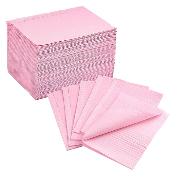 50Pcs Pink Disposable Table Mats for Nail Art 3 Ply Foldable Waterproof Dental Bibs Tattoo Sheets Nail Practice Table Cover for Medical Supplies Manicure Salon Pads