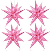 50Pcs Pink Starburst Cone Mylar Balloons, Explosion Star Foil Balloons, Point Star Balloons for New Year Eve Decorations Halloween, Black Gold Party Supplies Decorations, Birthday, Photo Booth