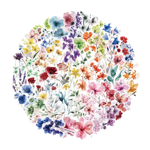 50Pcs Plant Flower Sticker Water Resistant PET Decorative Sticker for Scrapbooking Journal Phone Case Laptop Guitar