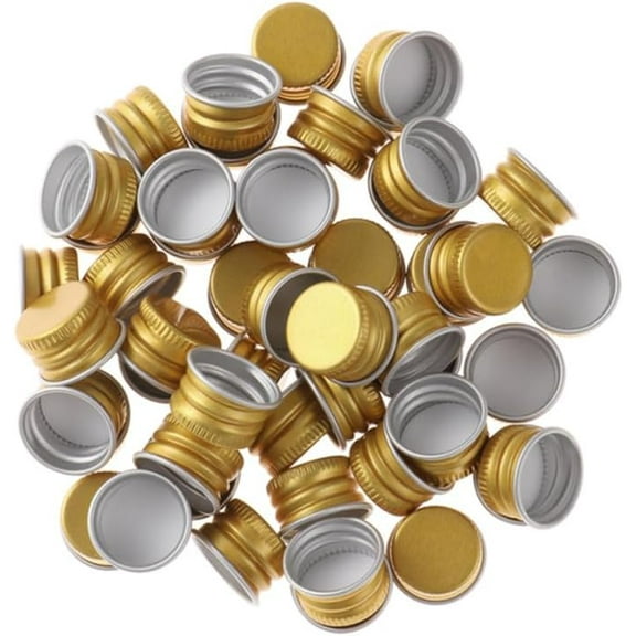 50Pcs Plastic Bottle Aluminum Caps, Leak-Proof Threaded Lids, Reusable Jar Covers for Bottles, Multi-Color, 0.94 * 0.94 * 0.59inch