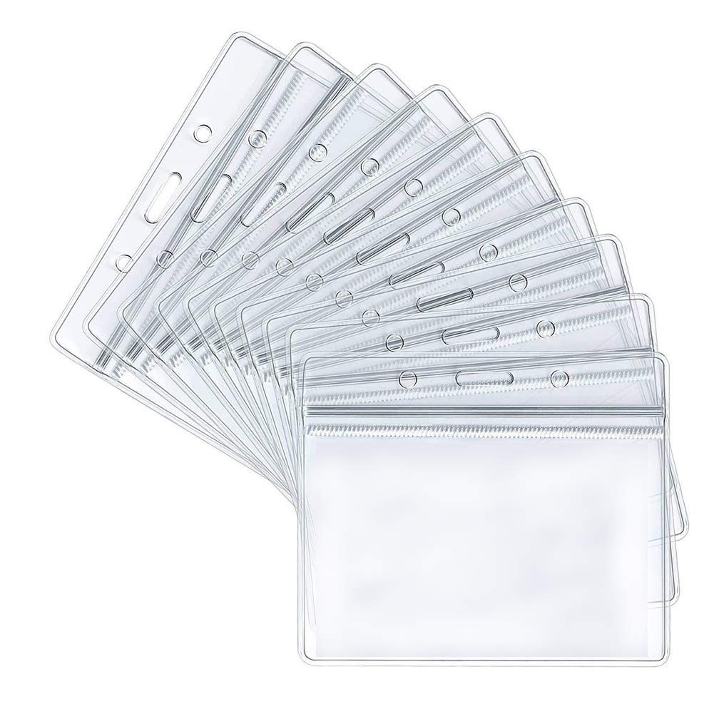 50Pcs Plastic Card Holder, Transparent Clear Horizontal Waterproof Name