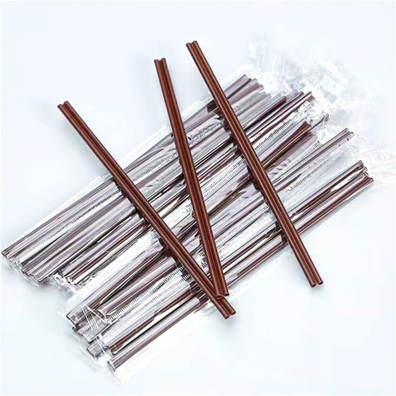 50Pcs Plastic Coffee Stir Sticks,7In Individually Wrapped Disposable Plastic Drinking Straw for Party,Disposable Two Holes Straw for Restaurants