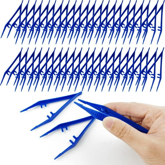 50Pcs Plastic Craft Tweezers 5 Inch Forceps for Fuse Beads Jewelry Making School Science Projects