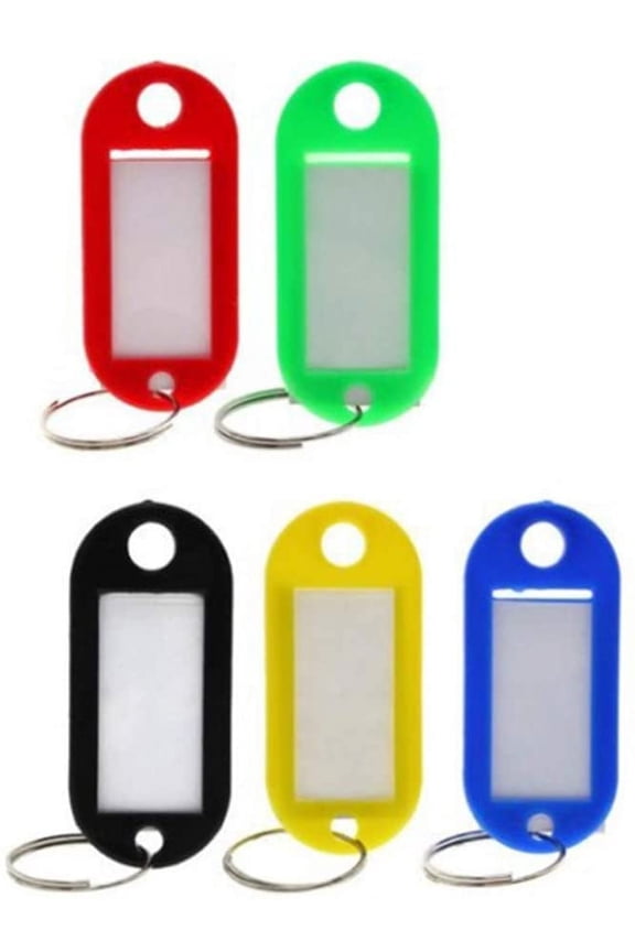 50Pcs Plastic Key Tags with Split Ring Label Window Plastic ID Label Keychain ID Name Tags Colorful Ring Label Tag