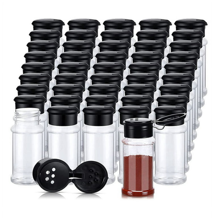 50Pcs Plastic Spice Jars with Shaker Lids Spice Containers Plastic Spice  Bottles Seasoning Shaker Jars 3.3Oz/100Ml Black 