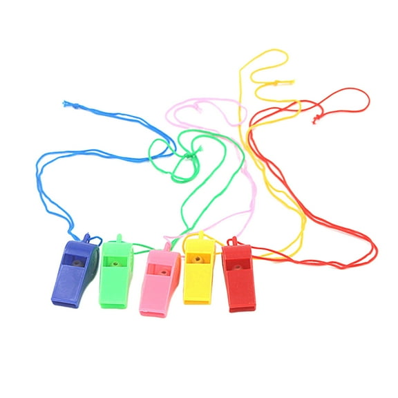 Plastic Whistle Necklace for Playing Use Assorted Color Great Party Favors and Gifts 50Pcs