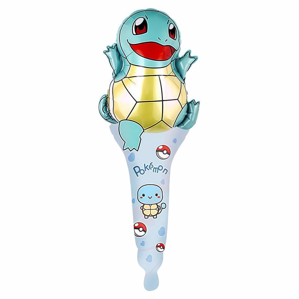 50Pcs Pokemon Squirtle Anime Cartoon Character Aluminum Stick Balloons Bulk Party Decorations, Kids Birthday Favors, Reusable Handheld Balloons with Assorted Designs for Events, Festivals & Celebr