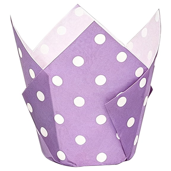 50Pcs Polka Dot Tulip Cupcake Liners, Muffin Baking Cups, Tulip Shaped Cake Wrappers, Heat Resistant Pastry Holders, Disposable Baking Paper Cups, Colorful Muffin Liners for Wedding Birthday