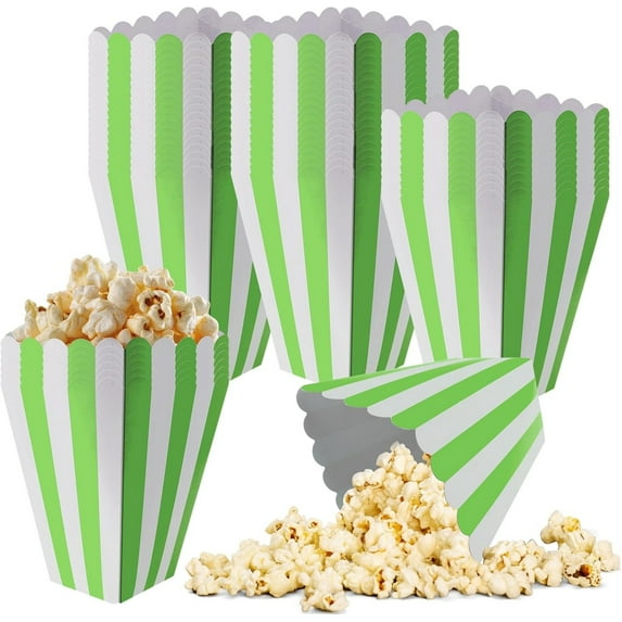 50Pcs Popcorn Boxes Mini Paper Popcorn Box Cardboard Container, Disposable Snack Candy for Party Movie Nights Birthday Wedding (Pink White)