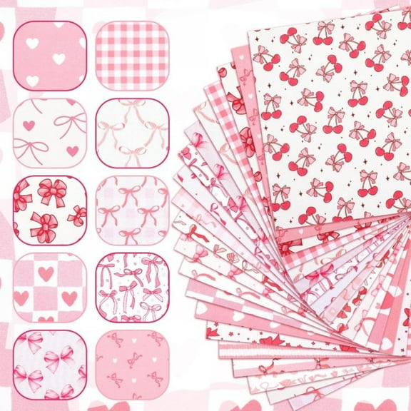 50Pcs Precut Fabric Squares, 4" x 4"  for DIY Crafting and Sewing, Pink Dream