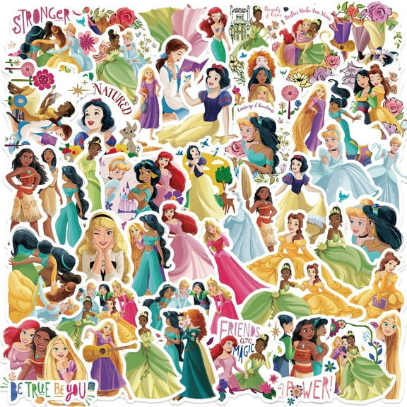 50Pcs Princess Hot Stickers for Water Bottle Cup Laptop Guitar Car Motorcycle Bike Skateboard Luggage Box Vinyl Waterproof Graffiti Patches