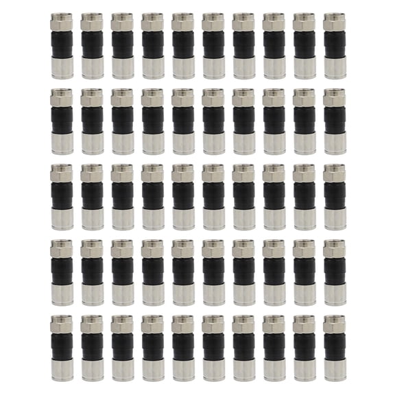 50Pcs RG6 Compression connectors,F Type Coaxial Cable Compression connectors,Water Tight O Ring, Indoor/Outdoor, Compatible for RG6 Dual, Tri, Quad Shield Universal Cable TV Connectors