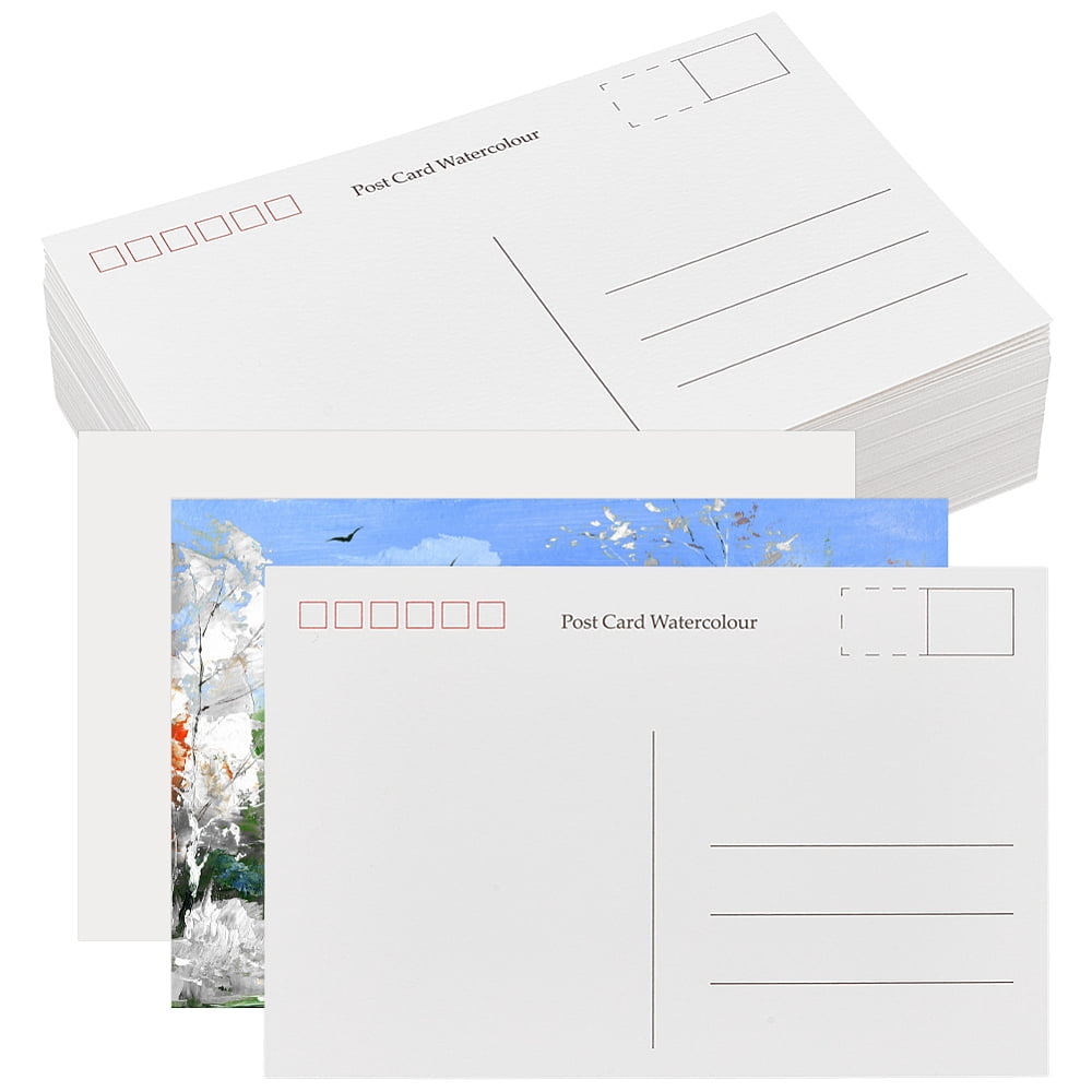 50Pcs Rectangle Blank Watercolor Paper Post Card White 150x100x0.3mm