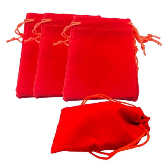 50Pcs Rectangle Velvet Drawstring Pouch Wedding Favor Pouch / Xmas Gift Bag Jewelry Sack 5x7cm - Red