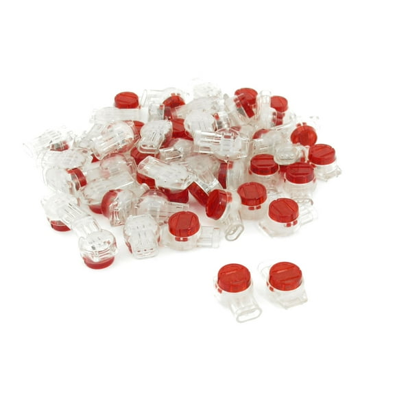 50Pcs Red Clear Plastic Air Tight Button Cable UY Splice Connectors