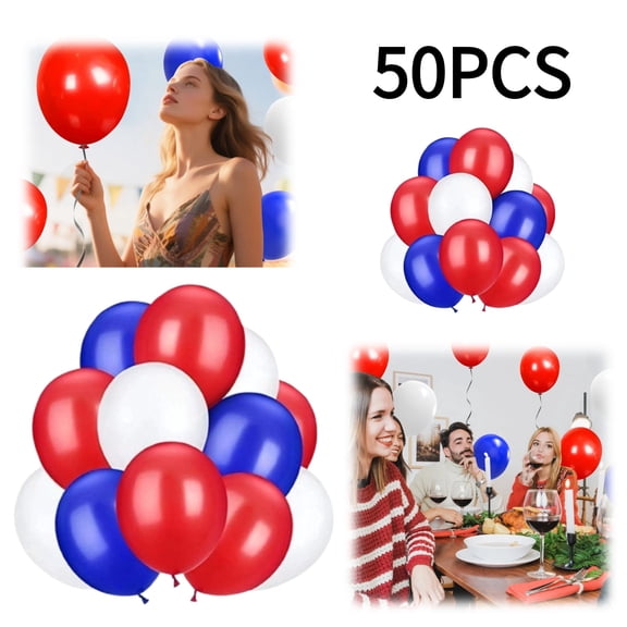 50Pcs Red White and Blue Balloons - 4th of July Decorations Independence Day Patriotic Anniversary Globos Para Decoracion De Fiestas Balloons for Birthday Party Ballons Decoration