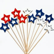 50Pcs Red White Blue Star Cocktail Picks, Patriotic Toothpicks Cocktail Sticks Decorative Toothpicks for Appetizer Charcuterie Skewers for 4th of July Independence Day Decoration Party Supplies