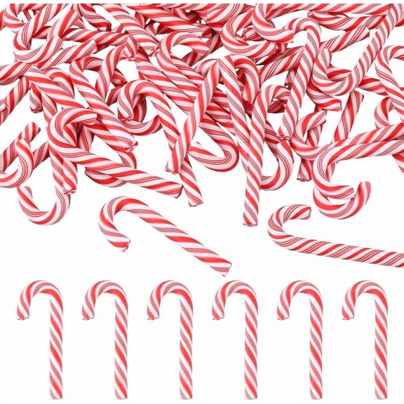 50Pcs Red White Candy Canes Plastic Candy Canes Mini Christmas Candy Cane Candy Garland Ornaments Phone Cake Decor Tree Candy Decoration for Xmas Party Home Decor