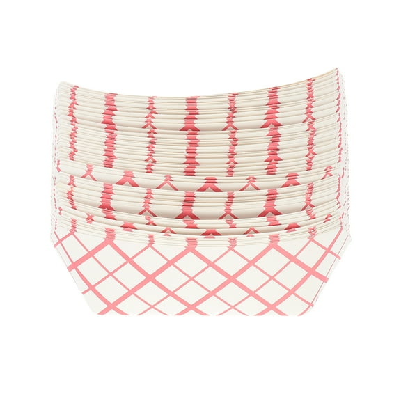 , 50Pcs Red and White Checkered Paper Trays Dessert Serving Tray for Carnivals Fairs Festivals Picnics Fries Hot Corn Dogs Strawberry