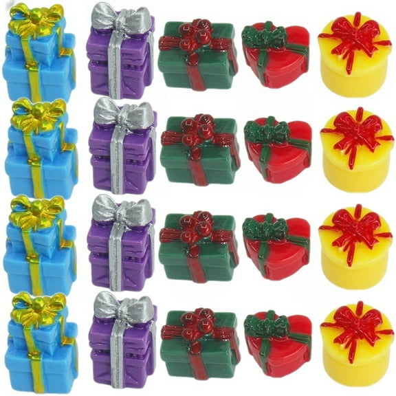 50Pcs Resin Miniature Gift Boxes Miniature Presents Mini Resin Box Embellishments for Garden Accessories Christmas Decoration, Style 1