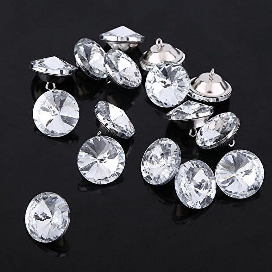 50Pcs Rhinestone Buttons Embellishments Sew On Crystal Rhinestones Flatback  Beads Buttons with Diamond,White