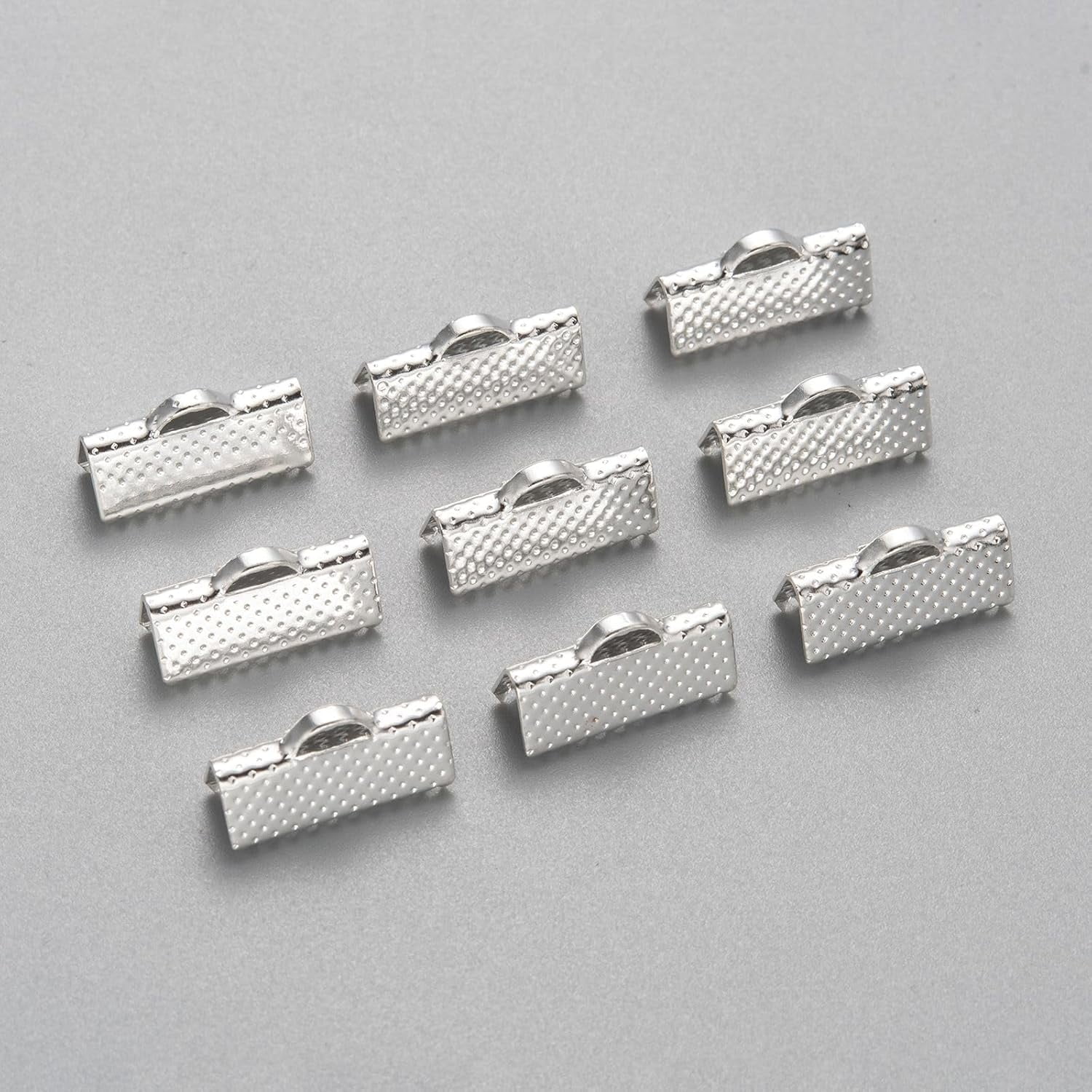 50Pcs Ribbon Crimp Ends Iron Rectangle Ribbon Clamp Crimps with Loop ...