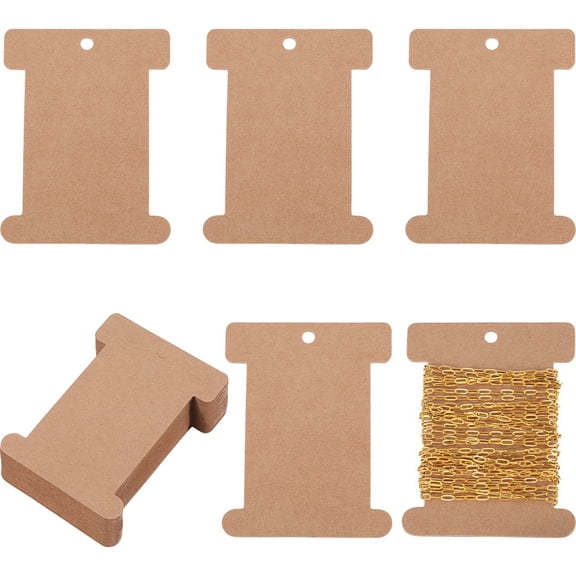50Pcs Ribbon Organizer Twine Storage Ribbon Spools Embroidery Lace Thread Holders BurlyWood 10.2x7.9x0.1cm Hole: 0.6cm