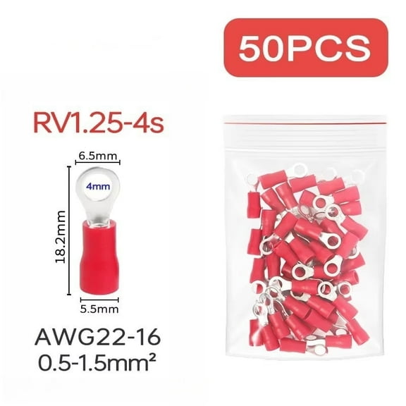 M4/M5/M6 Ring Terminal Wire Connector 50 Piece