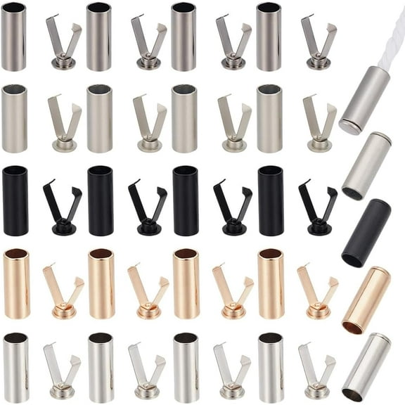 50Pcs Rope Stoppers Alloy 5 Colors Cord Tip Caps Buckle Replacement Rope Head Buttons Laces Column Rope Ends Locks Buckles Fastener for DIY Making