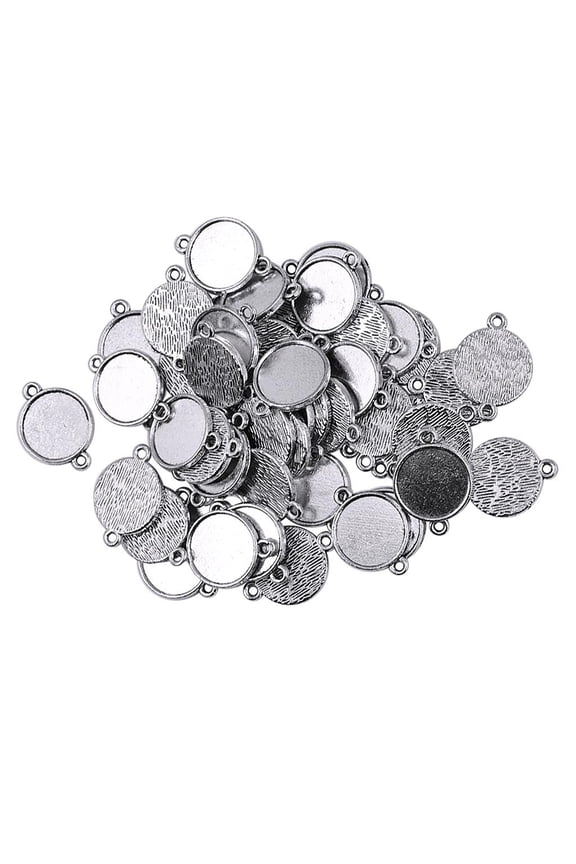 50Pcs Round Blank Bezel Pendant Trays Base Cabochon Settings Trays Pendant Finding (Fit 12mm)