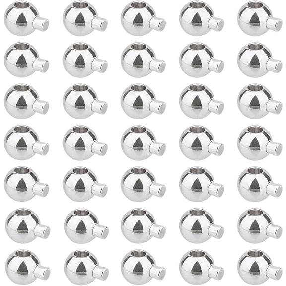 50Pcs Round Crimp Beads 3mm Brass Stopper Bead Crimp Metal Cord End Beads Silver Beading Findings