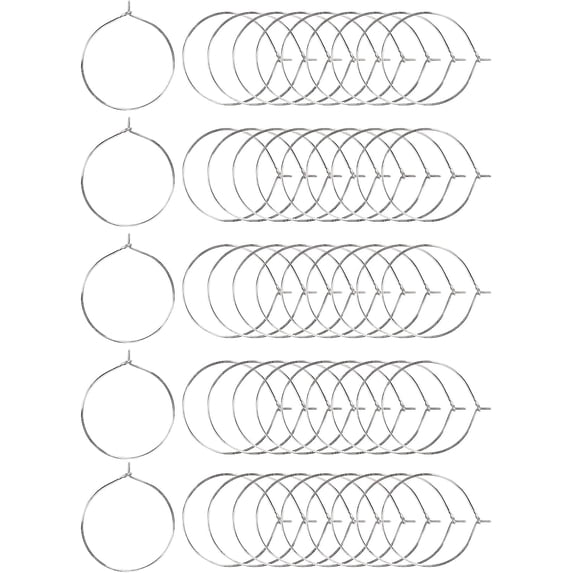 50Pcs Round Metal Beading Hoop, Earring Beading Hoop Rings Stainless Steel Circle DIY Jewelry Accessories for Hoop Earrings Making