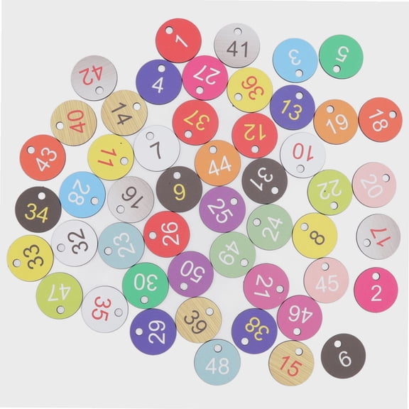50Pcs Round Plastic Number Tags,Key Tags With Labels ,Plastic Number Labels for Beekeeping Livestock Farming[1-50]