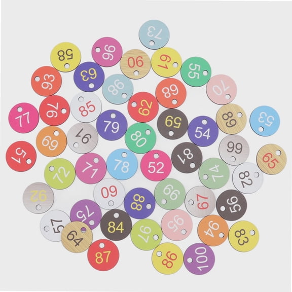50Pcs Round Plastic Number Tags,Key Tags With Labels ,Plastic Number Labels for Beekeeping Livestock Farming[51-100]