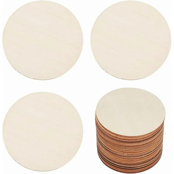 50Pcs Round Wooden Sign 2.4 Inch Unfinished Wood Chips Bulk Paintable Blank Natural Smooth Solid Wooden Circles