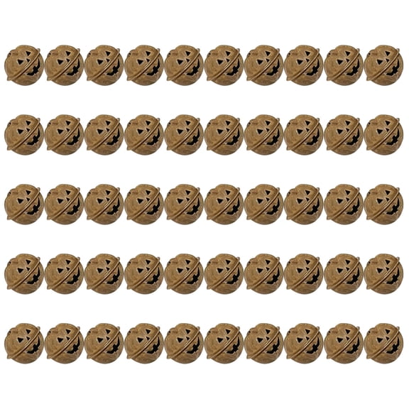 50Pcs Rusty Metal Rustic Pumpkin Jack o Lantern Jingle Bells Ornaments for Halloween, Fall, Thanksgiving, Christmas, Holiday or Everyday Crafting Wreath Making and Home Decor Pet Collar
