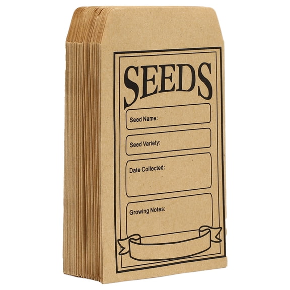 50Pcs Seed Envelopes, Seed Envelope Resealable Brown Paper Self Adhesive Sealing Seeds Saving Envelopes for Storage Vegetable Flower Seeds, 3.1x4.7 Inch